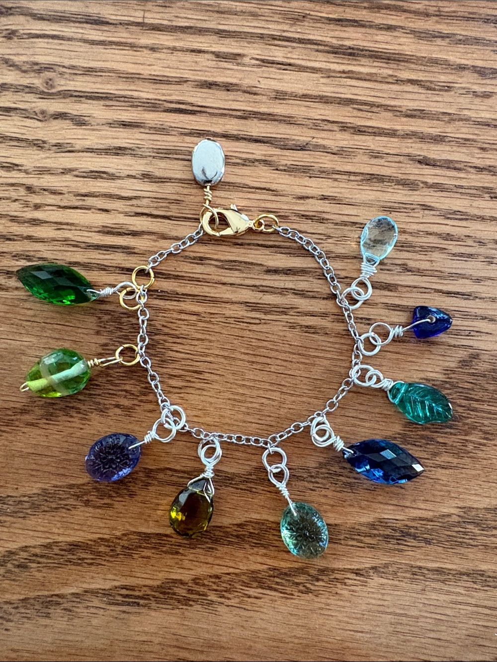 Hand Crafted Multicolor Glass Charm Bracelet